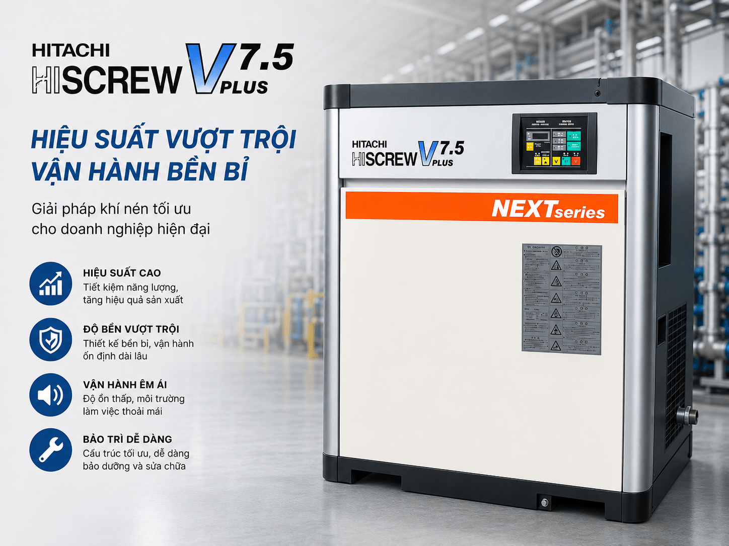 MÁY NÉN KHÍ HITACHI V7.5 – NEXT SERIES